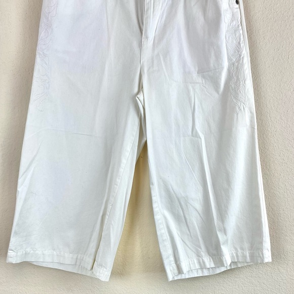 Billblass Capris Pants White Wide Leg - Picture 3 of 14